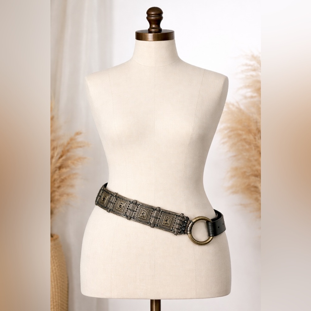 Y2K Leather & Metal Sling Belt | Wear Hip-Slung or Through Loops